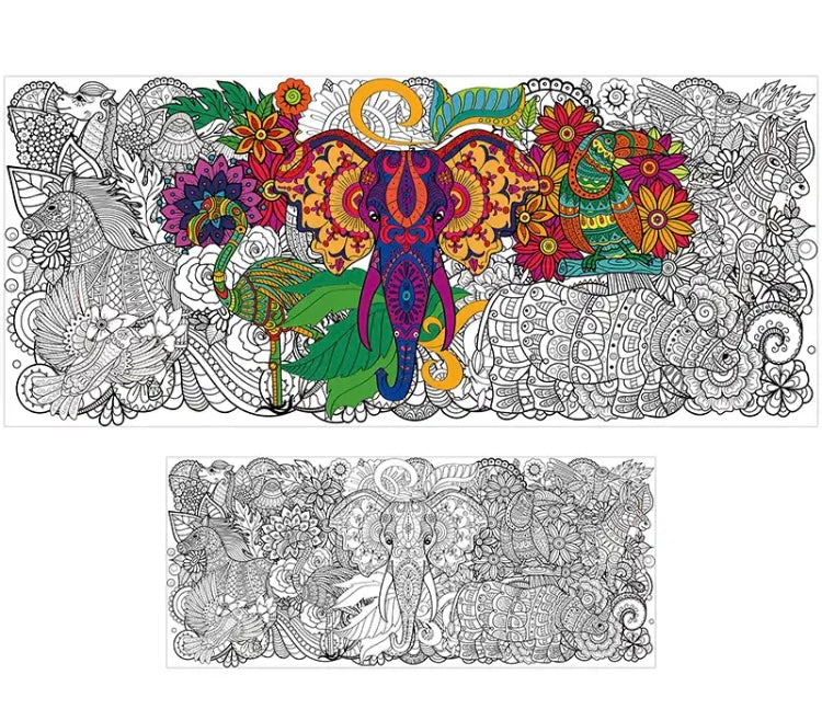 Large Coloring Poster: Mandala of Animals