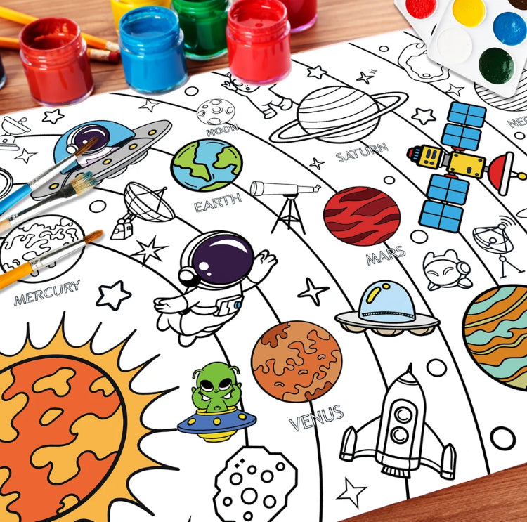 Space poster for coloring or painting